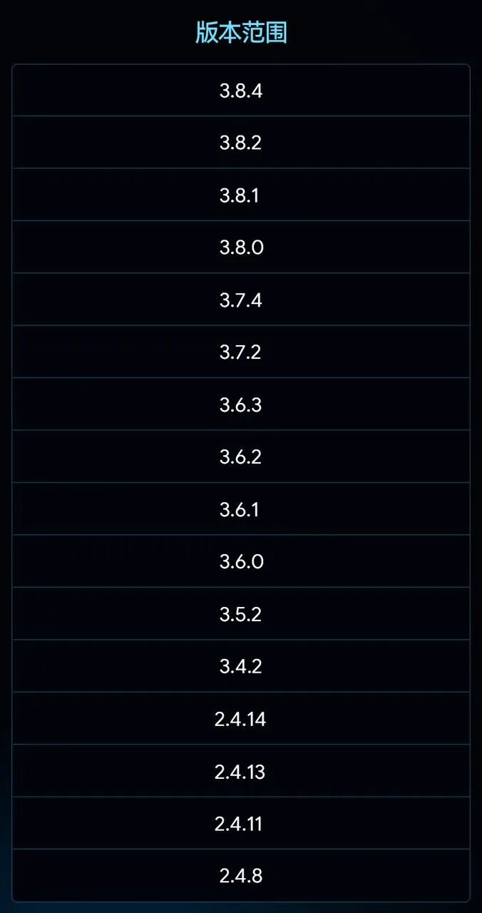 COCOS Creator全版本更新支持的版本范围列表