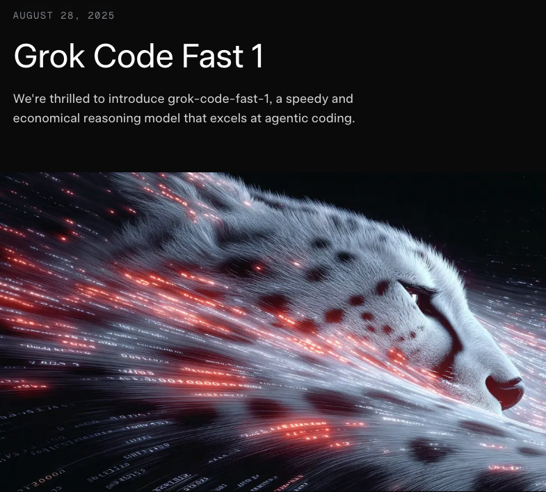 Grok Code Fast 1发布宣传图