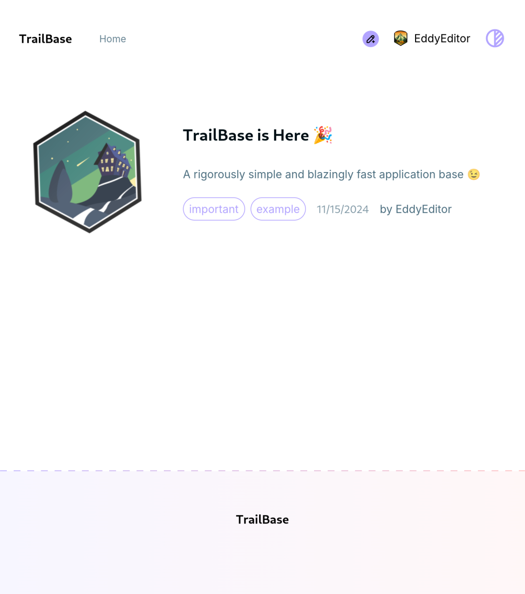 TrailBase 博客网页示例:文章、标签与登录后的编辑入口