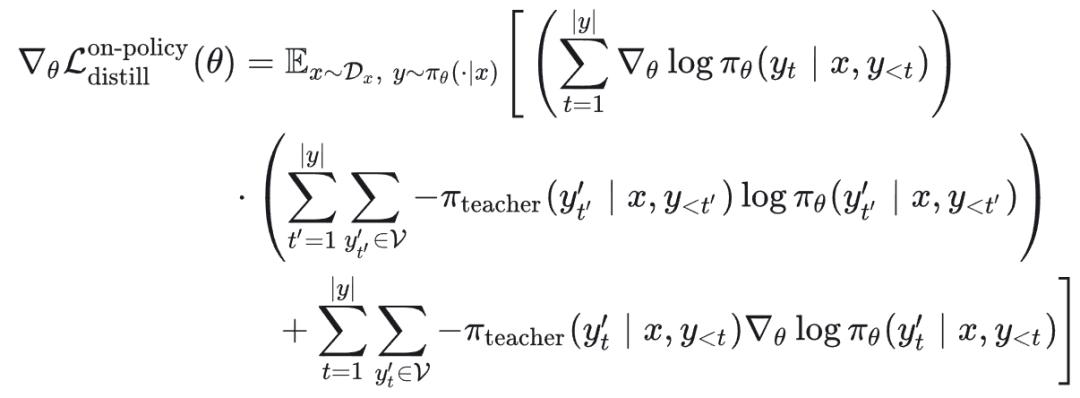 在策略蒸馏损失函数完整梯度公式