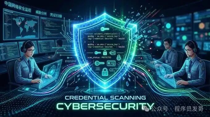 网络安全凭证扫描概念插画
