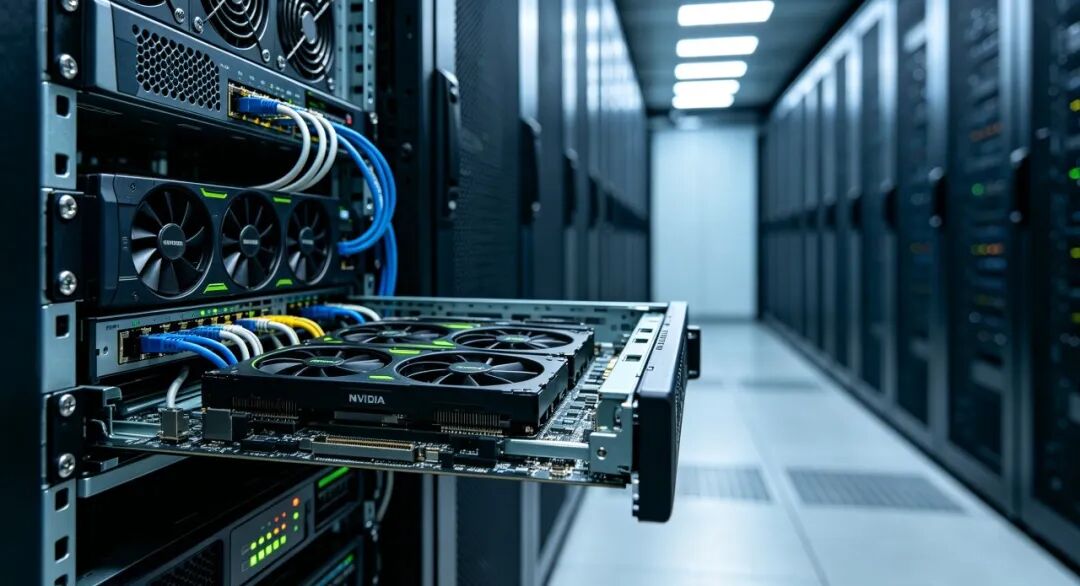 NVIDIA 数据中心服务器机架上的 GPU