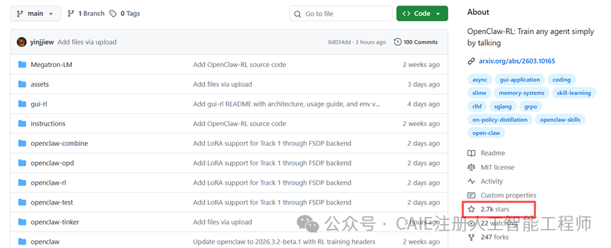 OpenClaw-RL GitHub 仓库页面