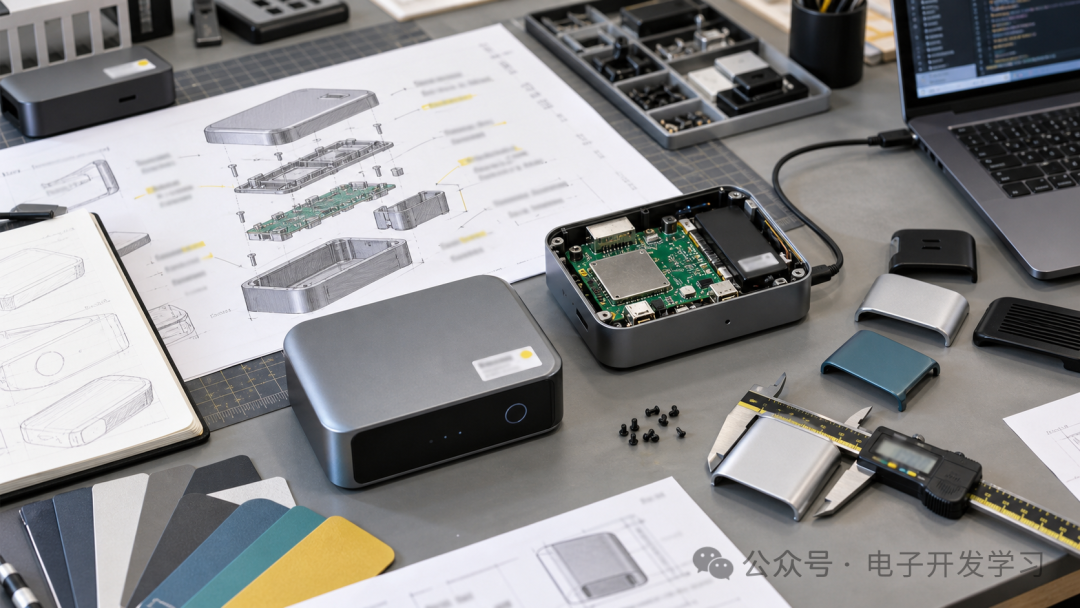 德国参展样机拆解工作台:PCB电路板、金属外壳与电子开发工具