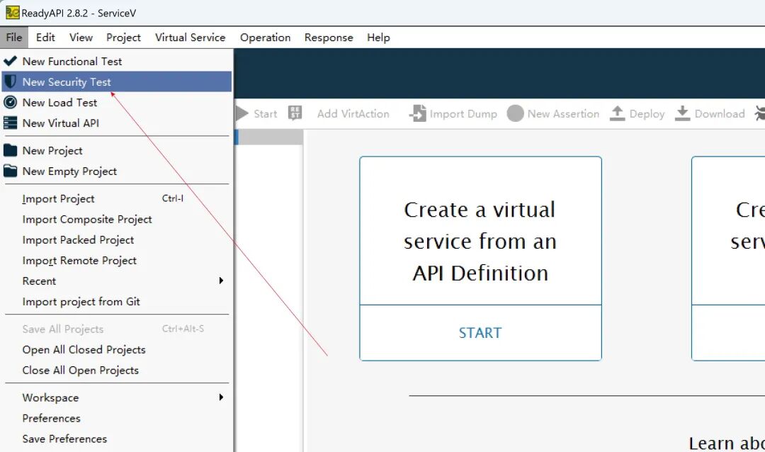 ReadyAPI软件界面，选择 New Security Test