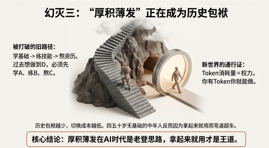 “厚积薄发成为历史包袱”概念图