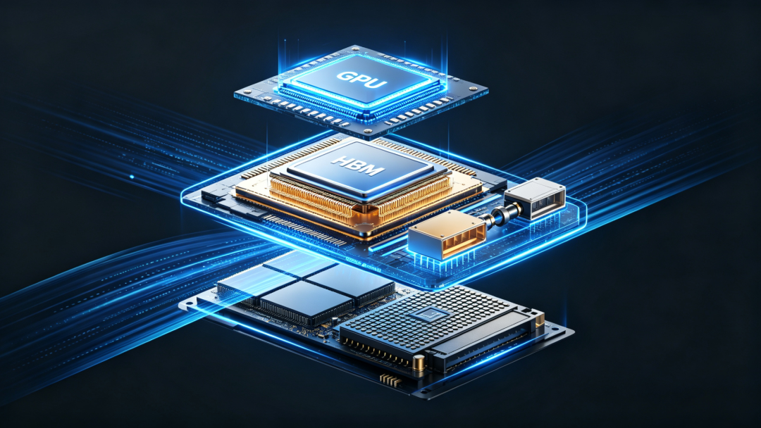GPU 与 HBM 分层堆叠芯片结构