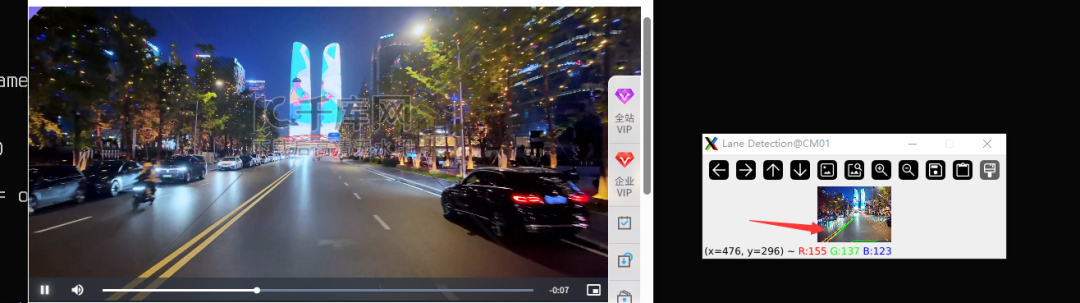 夜间街道车道检测结果