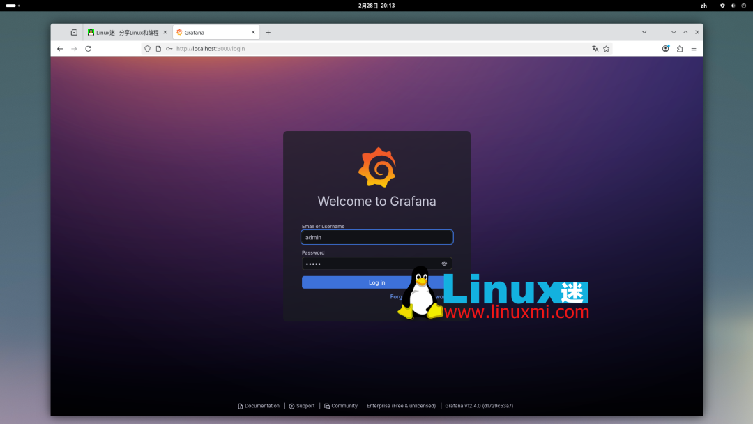 Grafana 12.4 登录界面