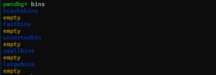 空的 tcachebins