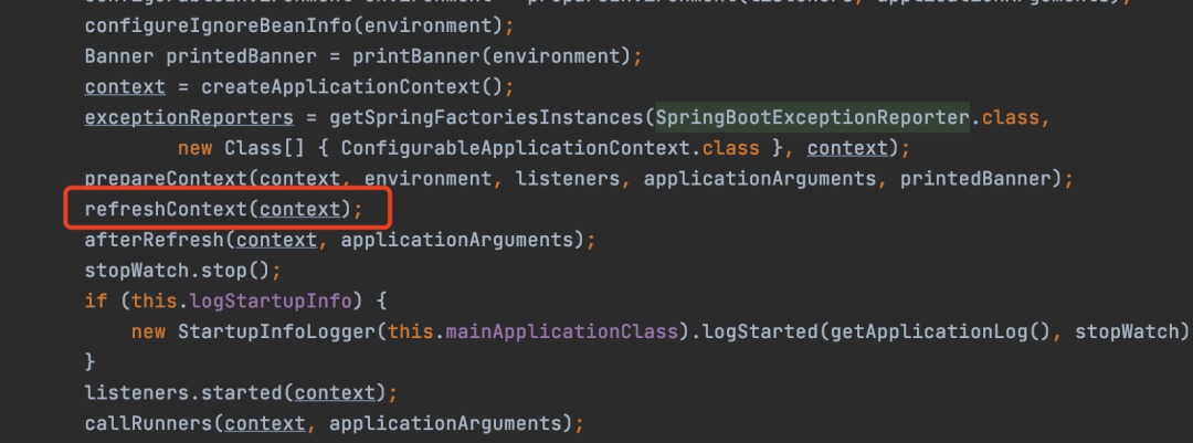 刷新阶段核心代码：refreshContext(context)方法调用