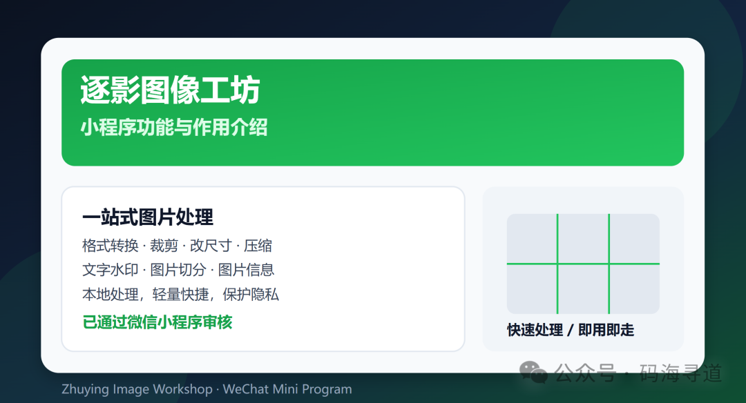 逐影图像工坊小程序功能总览