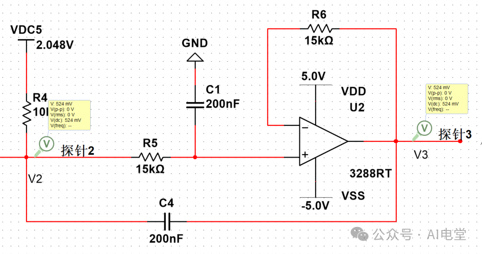 第二级电压跟随器带滤波电容的电路