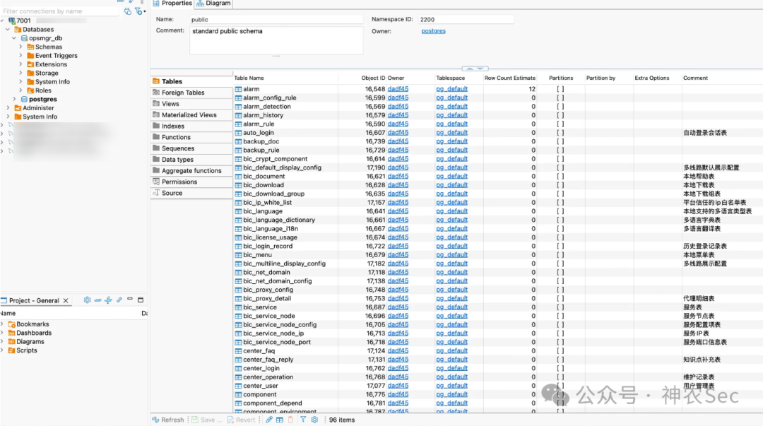 数据库表结构浏览