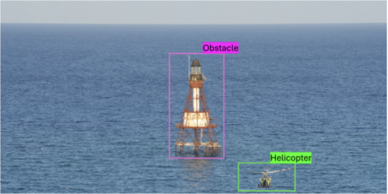 海上航拍场景中的障碍物与直升机