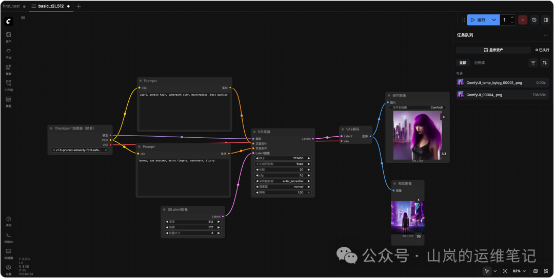 展示工作流生成结果及元数据嵌入特性