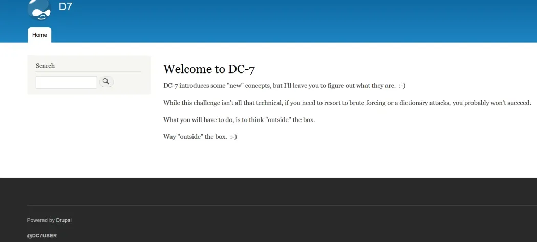 DC-7网站首页提示
