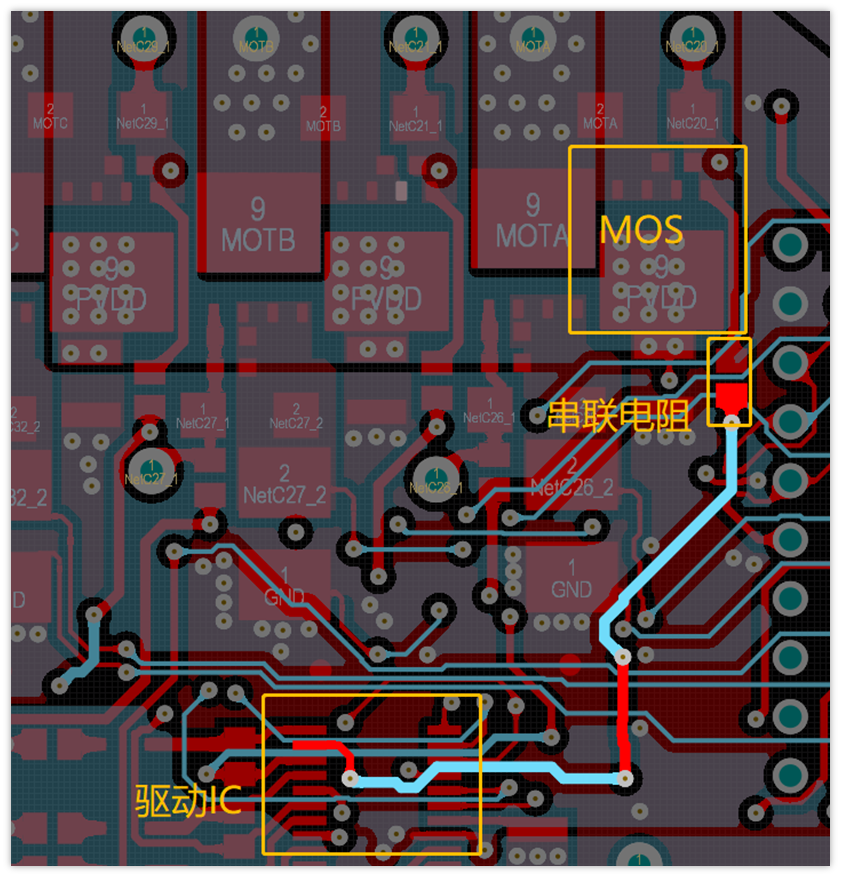 DRV8300 demo板PCB布局串联电阻位置