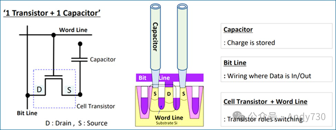 DRAM单元结构示意图