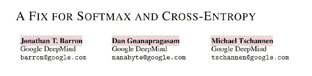 A Fix for Softmax and Cross-Entropy 论文标题与作者信息