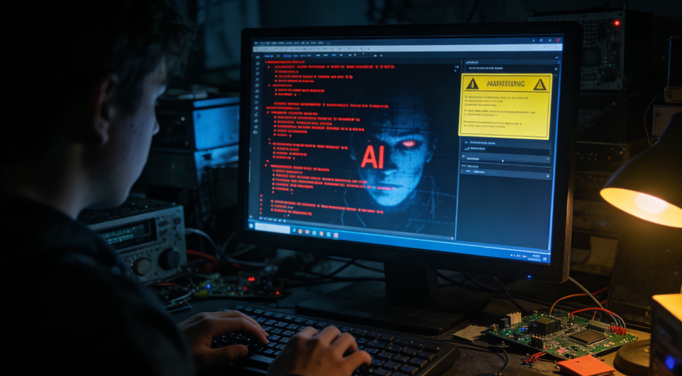 示意黑客攻击场景的梗图