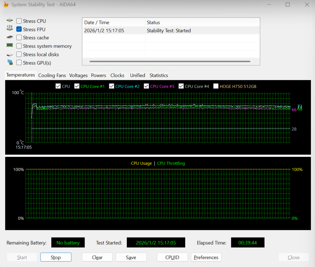 AIDA64系统稳定性测试压力测试截图