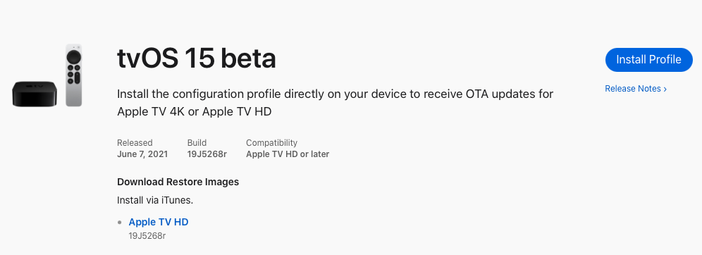 tvOS 官方描述文件安装页面