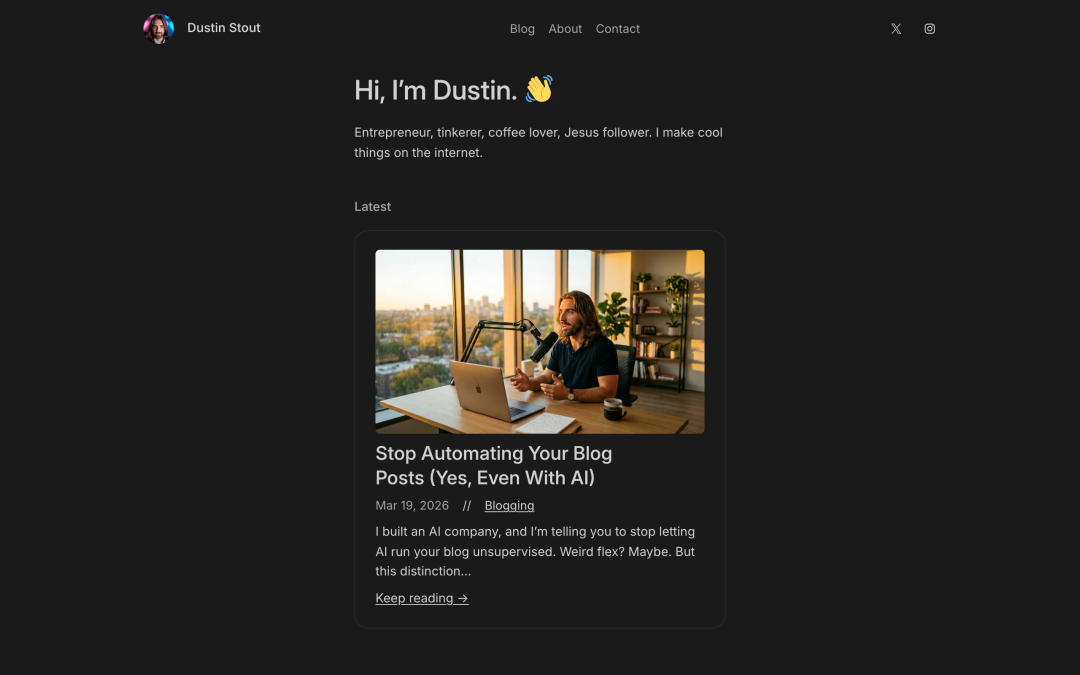 Dustin Stout的个人博客页面