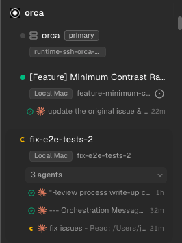 Orca 侧边栏会话列表