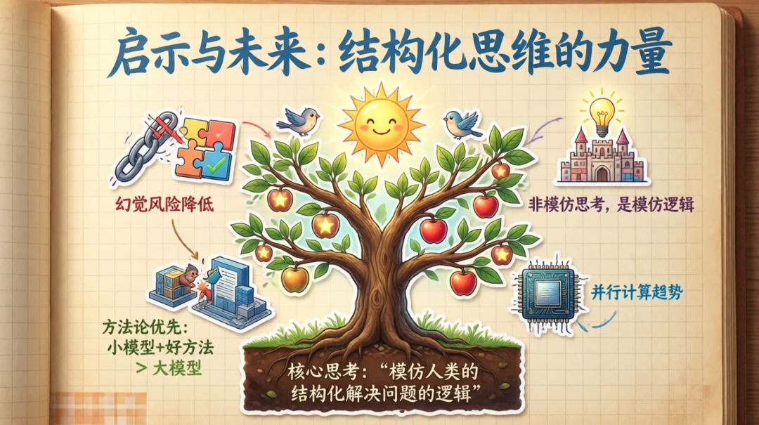 Atom of Thought 带来的启示总结:降低幻觉风险、方法论优先、模仿结构化解决问题的逻辑、顺应并行计算趋势