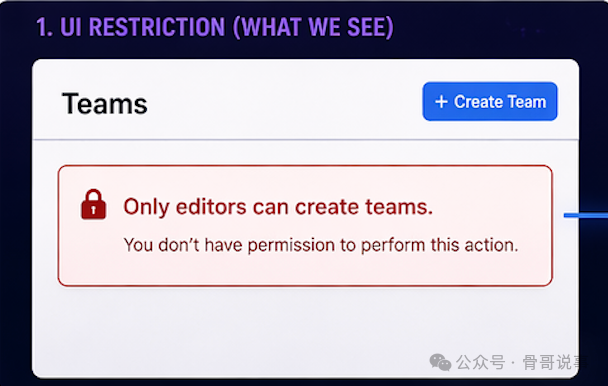 UI限制提示：仅编辑者可创建团队