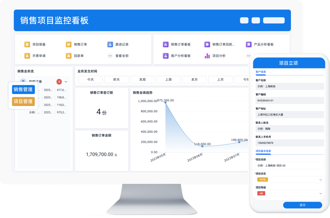简道云销售项目监控看板