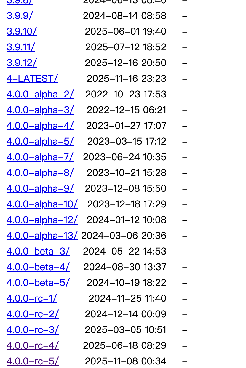 Maven 4.0.0各候选版本发布时间列表