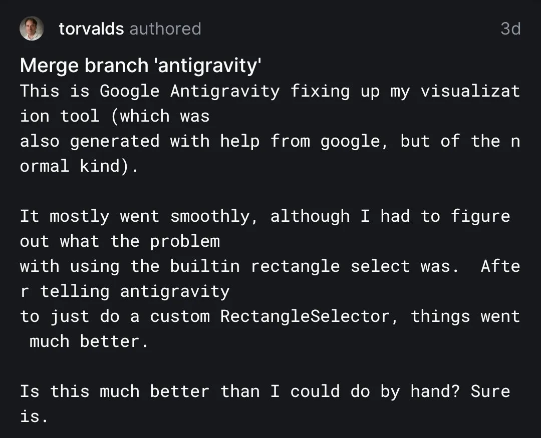 GitHub提交信息截图,描述使用Google Antigravity修复可视化工具的过程