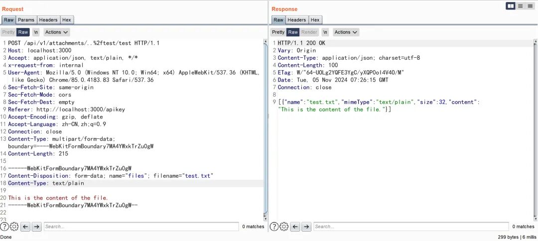使用路径遍历payload上传文件的HTTP请求与响应