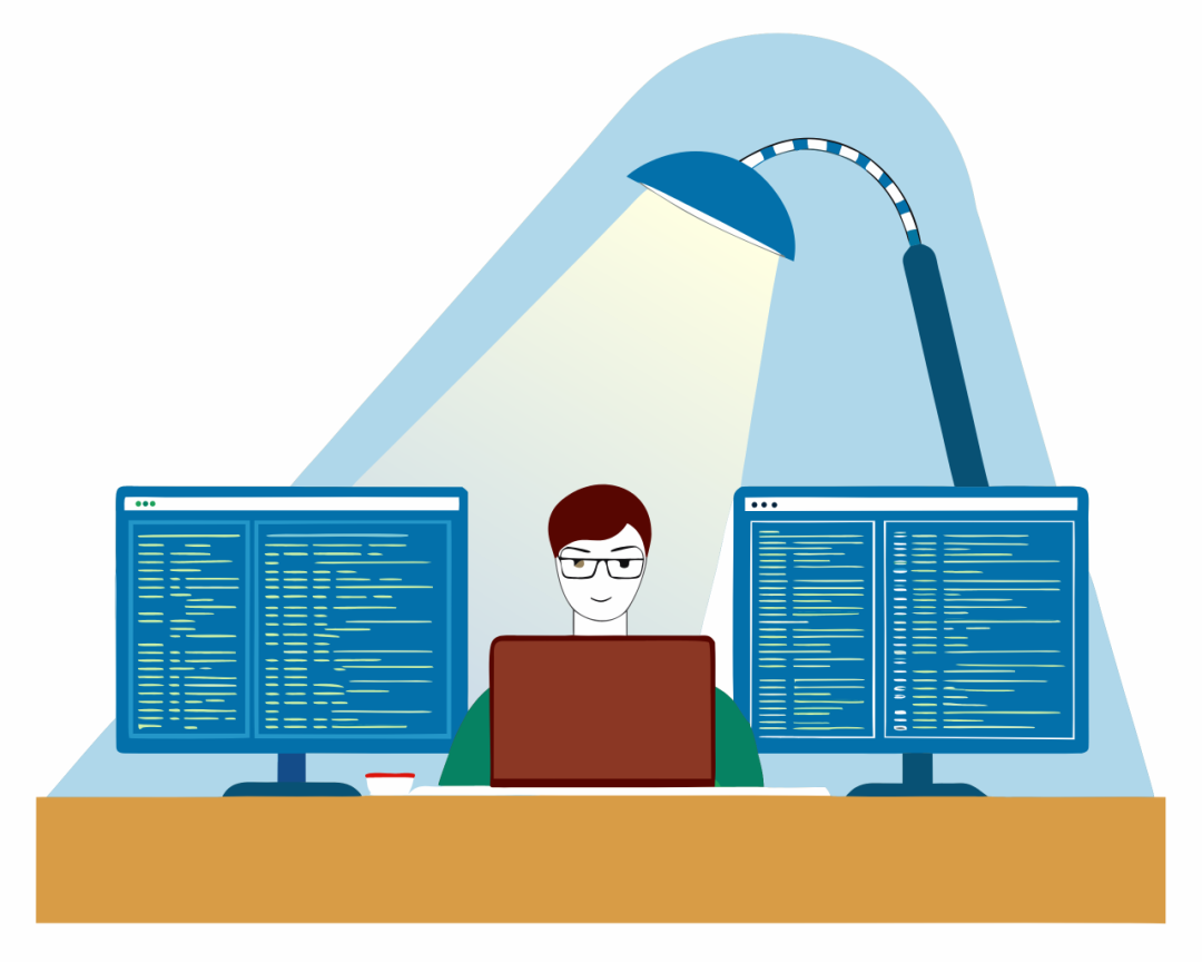 程序员专注工作场景插画