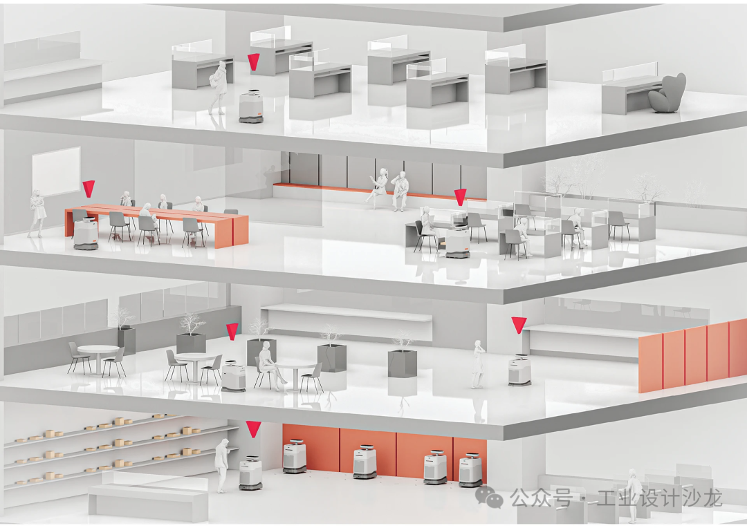 未来智能办公空间剖面透视图