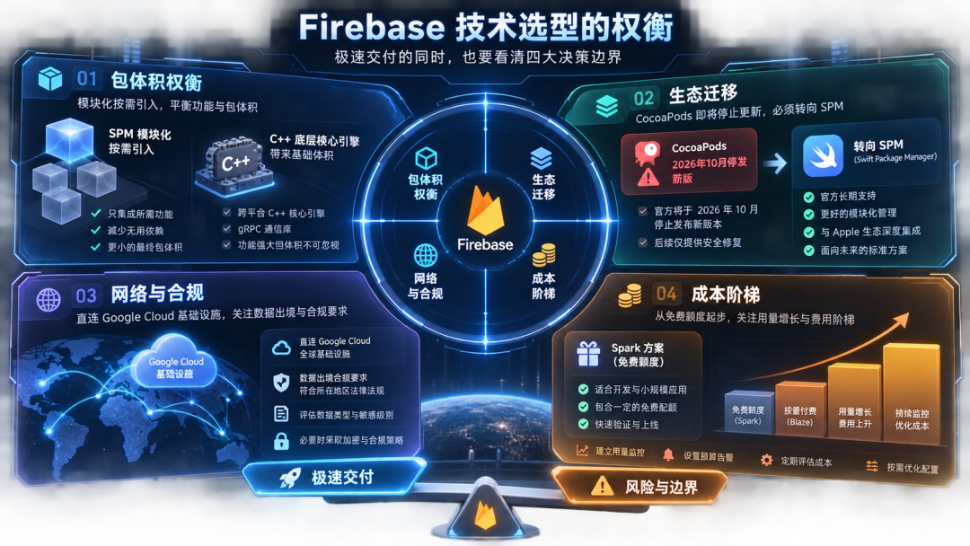 Firebase 技术选型四大决策边界:包体积、生态迁移、网络合规、成本阶梯