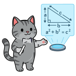 QuiverAI生成的卡通猫讲解勾股定理SVG图