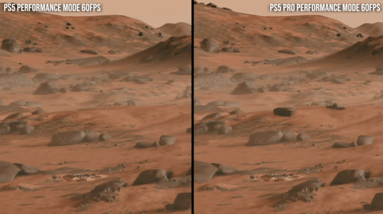 PS5与PS5 Pro性能模式60帧荒漠画面对比