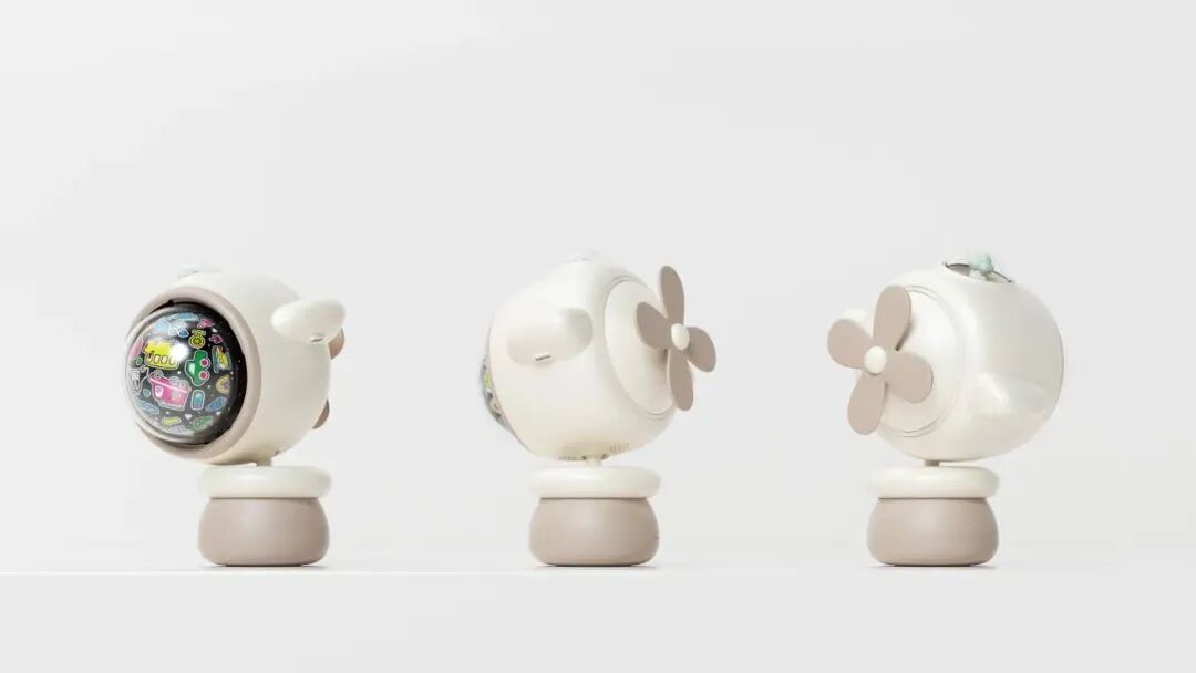 白色卡通小风扇三视图