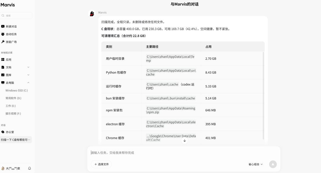 Marvis C 盘清理项扫描结果