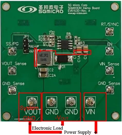 Buck Demo板改为反向Buck-Boost的实物连接示意图