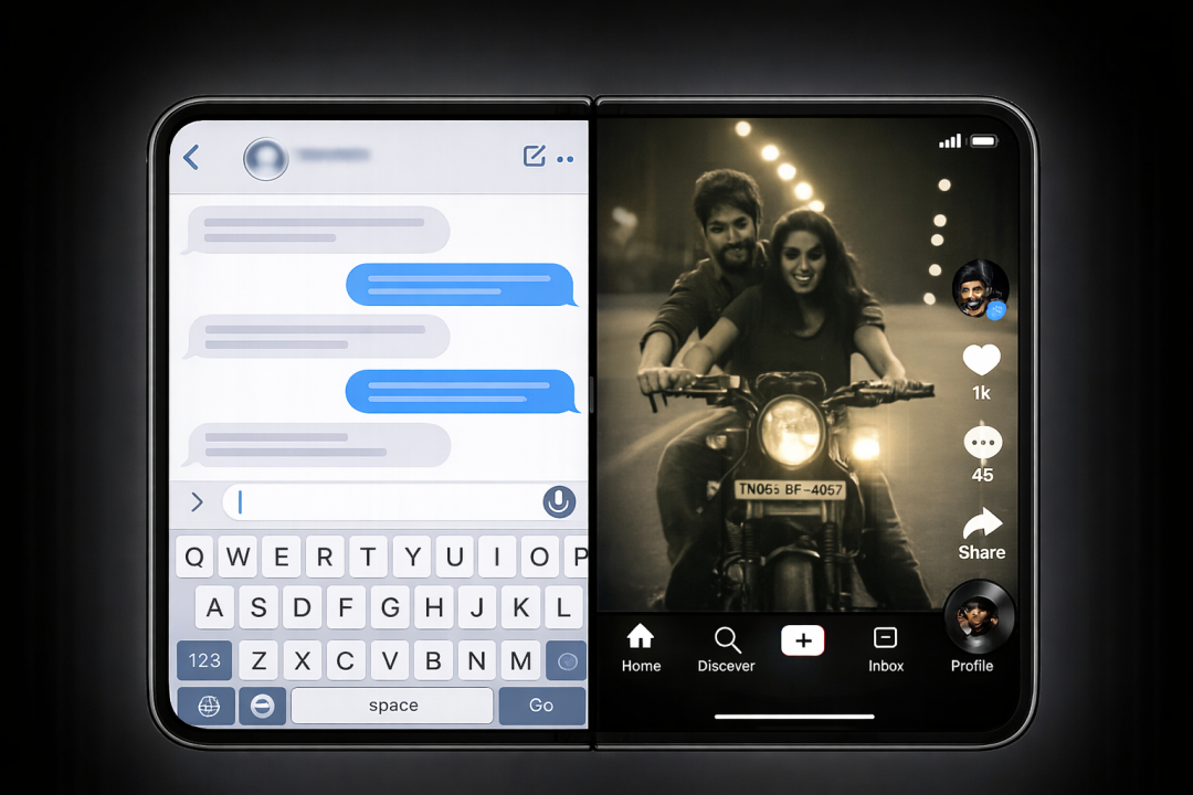 折叠屏分屏操作界面示意图
