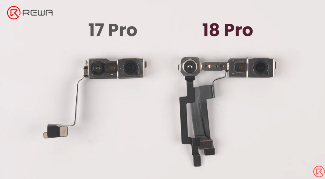iPhone 17 Pro 与 iPhone 18 Pro 前置摄像头模组对比
