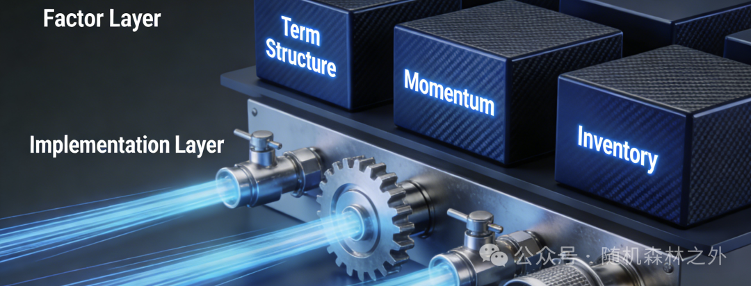 因子分层架构与实现层工程示意图