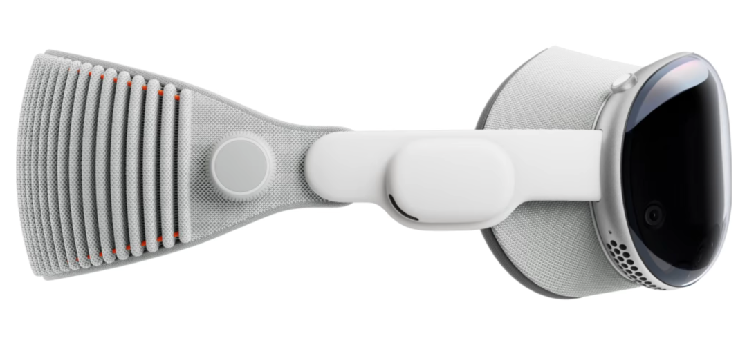 Apple Vision Pro头显设备侧面特写