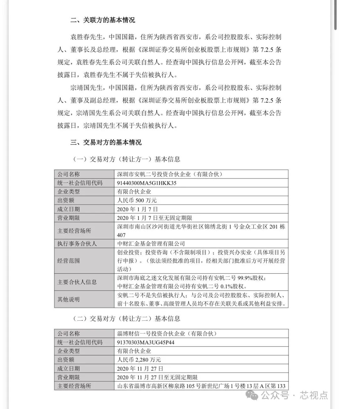 交易对方及目标公司基本信息