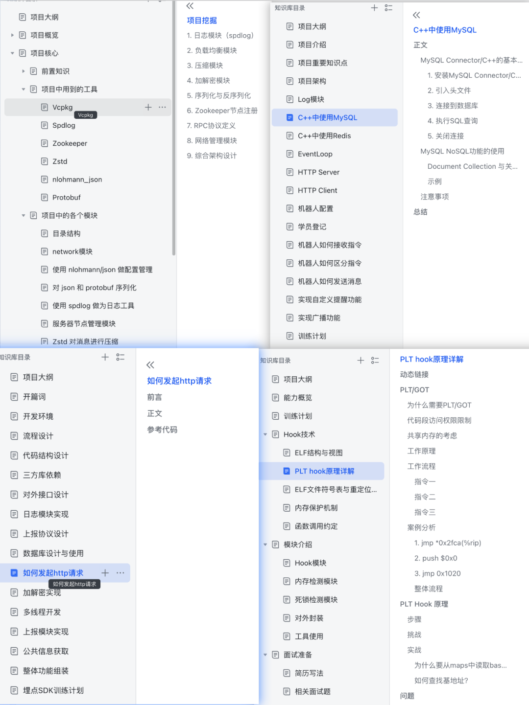 项目知识库模块结构示意图