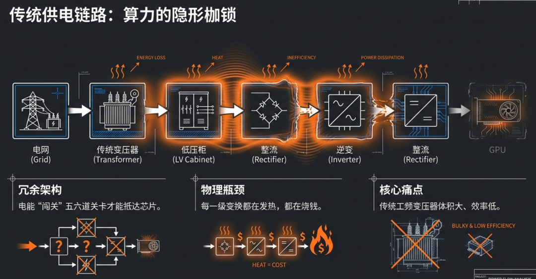 传统供电链路流程图
